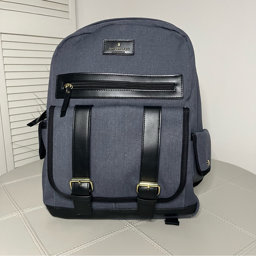 London Fog Gray and Black Backpack with Professional Design